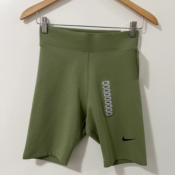 Nike Pants - Nike Womens High Rise Tight Fit Biker Shorts Olive Green Size Small